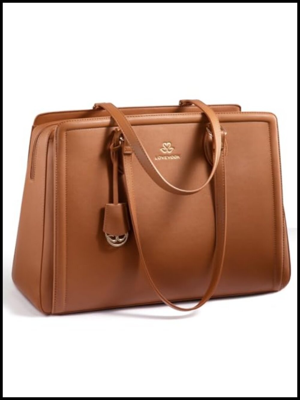 LOVEVOOK Laptop Bag for Women Large Capacity Water-Resistant Leather Tote